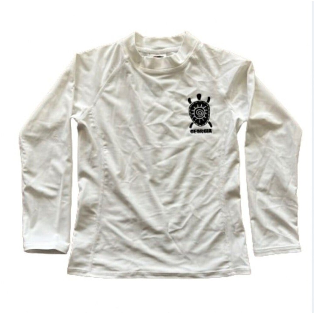Coastalista Large unisex kids long sleeve Rashguard Swim Top White Georgia Sea